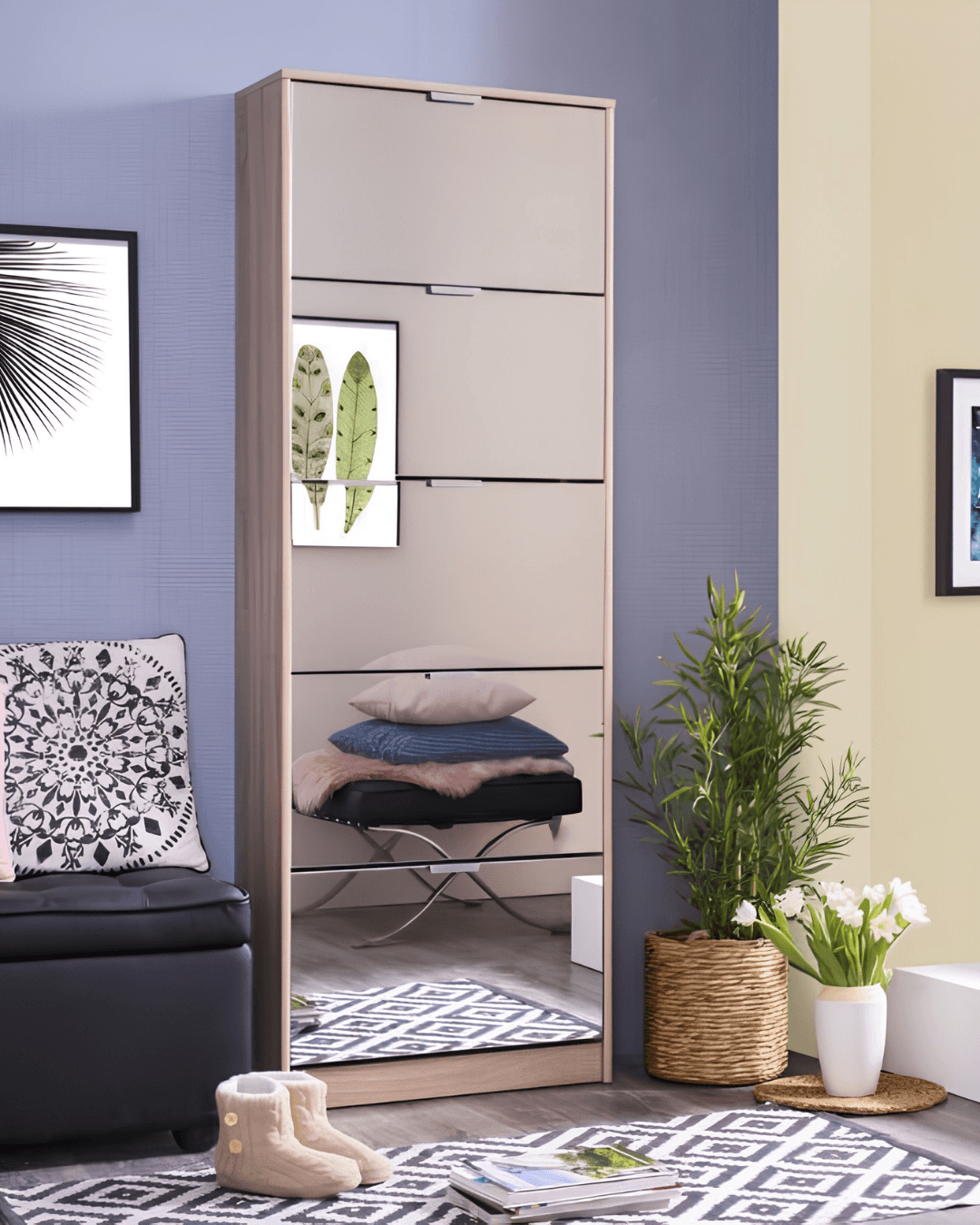 Mueble Zapatero 5 Puertas con Espejo Hugo