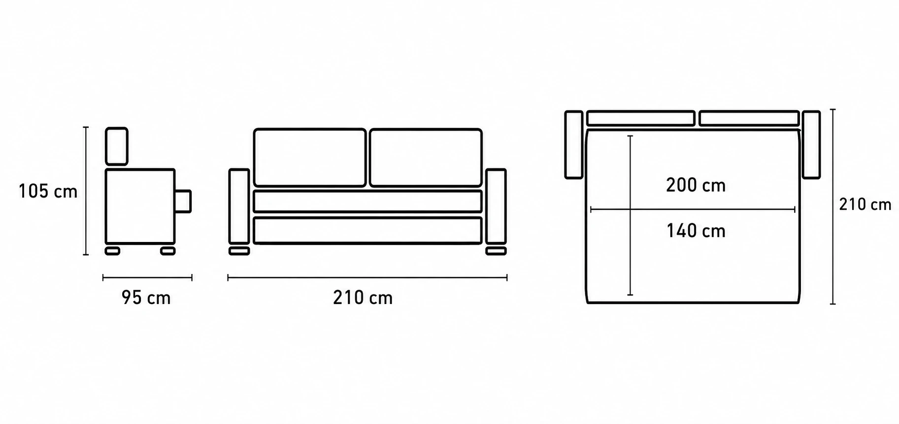 Sofá cama apertura italiana Poo con armazón de madera de pino - Imagen 9