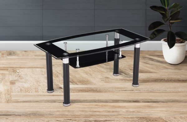 mesa centro fija t cristal loira negro