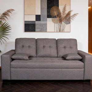 Sofá 3 plazas Egeo tapizado en malmo gris con muelles ensacados