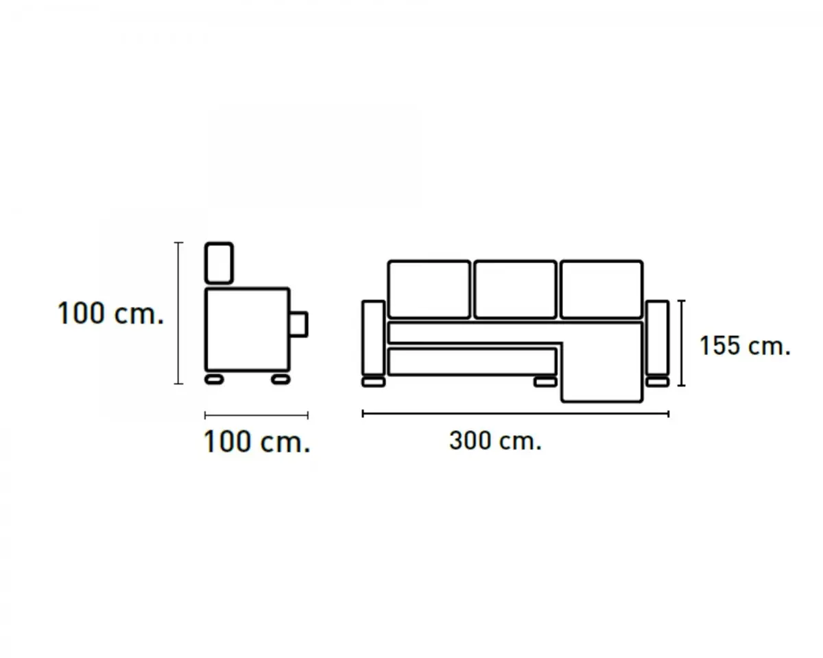 Sofá 3 metros chaise longue extensible Dondin reclinable y con estructura de pino - Imagen 7