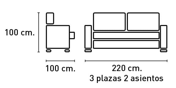 Sofá 3 plazas reclinable y extraíble Golf con patas cromadas - Imagen 5
