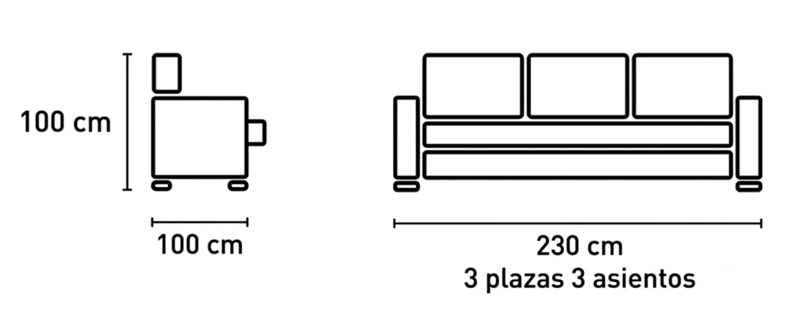 Sofá 3 plazas extensible y reclinable Lancia con asientos deslizantes - Imagen 2