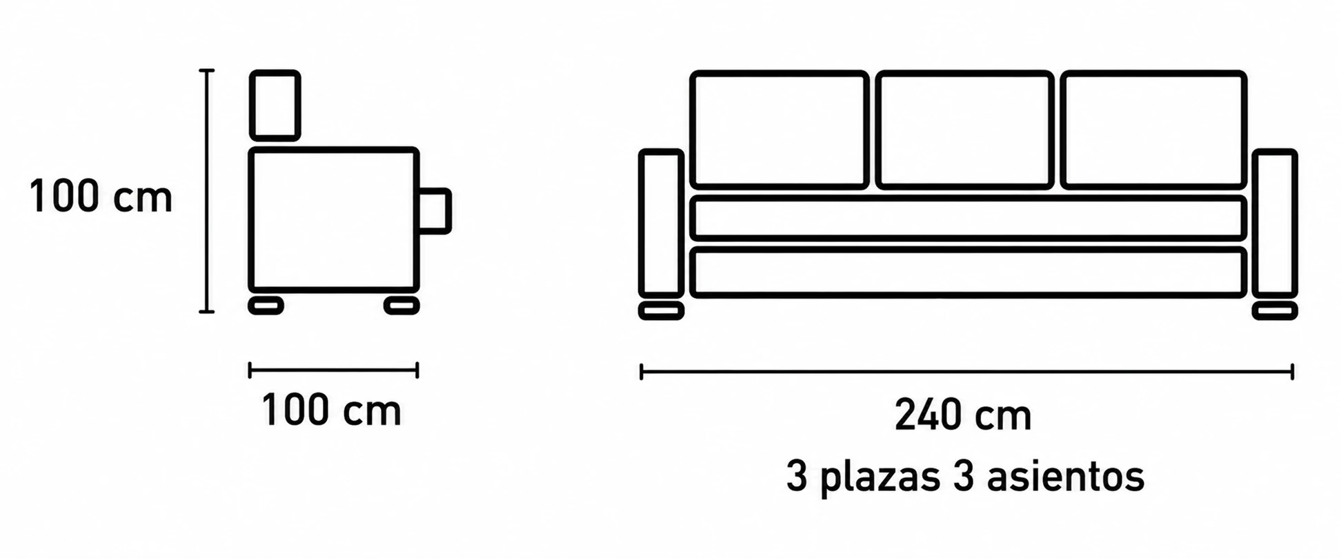 Sofá de 3 asientos extensible reclinable Cupra con patas cromadas - Imagen 4