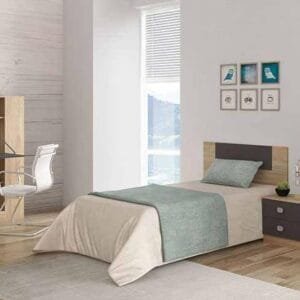 Dormitorio juvenil moderno funcional Donald 02 con estantería-mesa de estudio