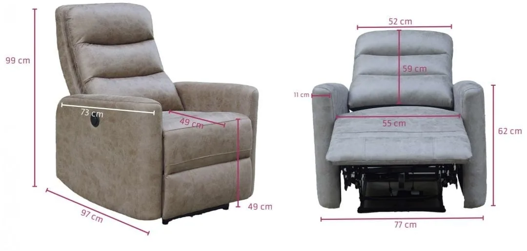 Sillón relax eléctrico reclinable Cancún ergonómico y cojín con muelles ensacados - Imatge 3