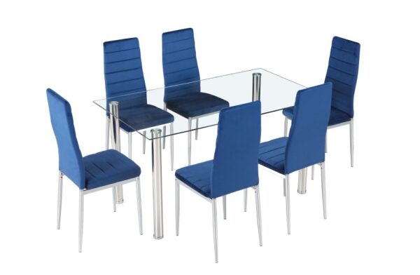 conjunto mesa cristal y 6 sillas avatar