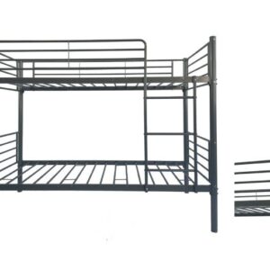 Litera Funny de estructura metálica gris con somieres incluidos y colchones de 90x190 cm.