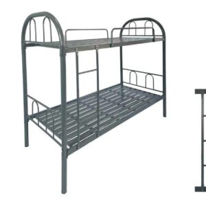 Litera Lazy de estructura metálica gris, incluye somieres y es ideal para habitaciones pequeñas.