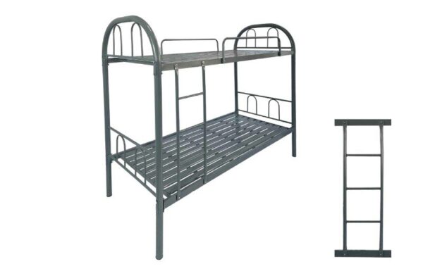 Litera Lazy de estructura metálica gris, incluye somieres y es ideal para habitaciones pequeñas.