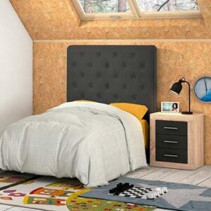 Elegante cabecero juvenil Empire tapizado en tela Brisa color marengo, aportando estilo a un dormitorio moderno.