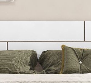 Cabecero de matrimonio Monika de 220 cm con un elegante diseño moderno en acabado Andersen pino-gris.