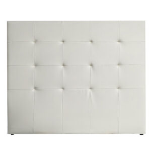 Elegante cabecero de matrimonio LIAM tapizado en PU color gris, instalado en un dormitorio moderno.