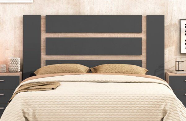 Elegante cabecero Monika 160cm con un vibrante diseño moderno que añade sofisticación a un dormitorio.