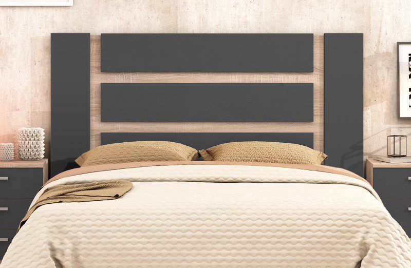 Elegante cabecero Monika 160cm con un vibrante diseño moderno que añade sofisticación a un dormitorio.