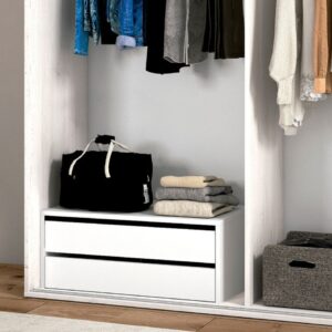 Cajonera interior Lara de 2 cajones fabricada en melamina de alta calidad, perfecta para organizar el interior de tu armario.