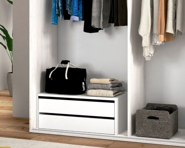 Cajonera interior Lara de 2 cajones fabricada en melamina de alta calidad, perfecta para organizar el interior de tu armario.