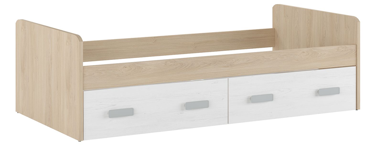 Cama nido juvenil Donald con 2 cajones de almacenaje en color blanco, vista en una habitación decorada.