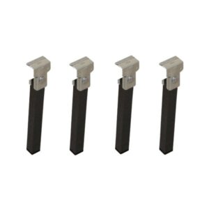 Juego de 4 patas para somier Basic metálicas con garra de ajuste y protectores de suelo, listas para montar.