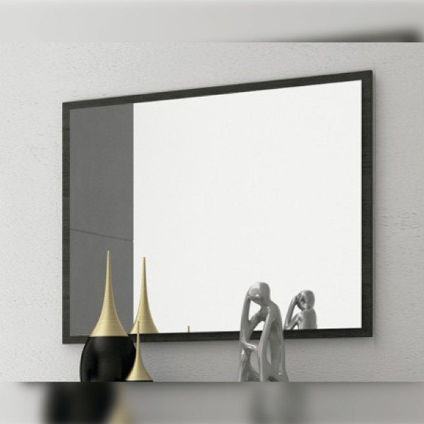 Marco de espejo minimalista y sofisticado Rambla de melamina color ceniza para decorar cualquier espacio.