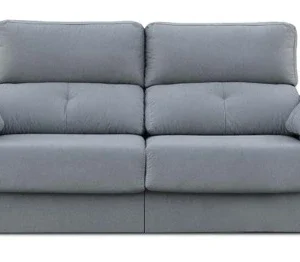 Sofá 2 plazas Golf de diseño moderno tapizado en color antracita con los asientos extendidos en un salón luminoso.