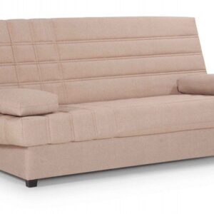Sofá cama Romeo con mecanismo clic-clac y arcón de almacenamiento en color moderno.