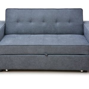 Sofá cama doble con apertura clic-clac Izán en color gris moderno.