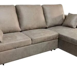 Sofá chaise longue convertible en cama modelo Corea con almacenamiento y tapizado NOLIA.