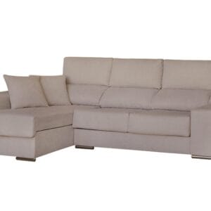 Elegante sofá chaise longue Sevilla de diseño moderno con respaldos reclinables, asientos deslizantes y un práctico arcón para almacenaje.