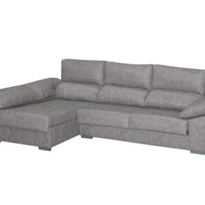 El sofá chaise longue Franca cuenta con respaldos reclinables para un confort personalizado, un práctico arcón de almacenaje y dos taburetes.