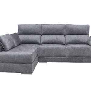 El sofá chaise longue Montblanc en color piedra, con respaldos reclinables y asientos deslizantes, ofrece un diseño moderno y funcional.