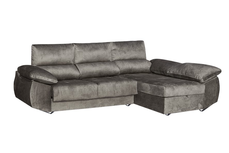 Elegante sofá chaise longue Deluxe de diseño contemporáneo con asientos deslizantes y respaldos reclinables, ideal para un salón moderno.