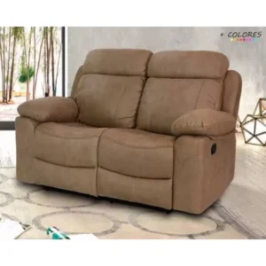 El Sofá 2 Plazas Relax Menfis en color cemento, mostrando sus cómodos asientos y tapizado de microfibra.