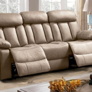 Sofá relax 3 plazas Madrid con estructura de madera y tapizado en microfibra disponible en varios colores.