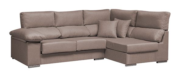 Amplio sofá rinconera Goya con asientos extraíbles extendidos y respaldos reclinables, ideal para un salón familiar de estilo moderno.