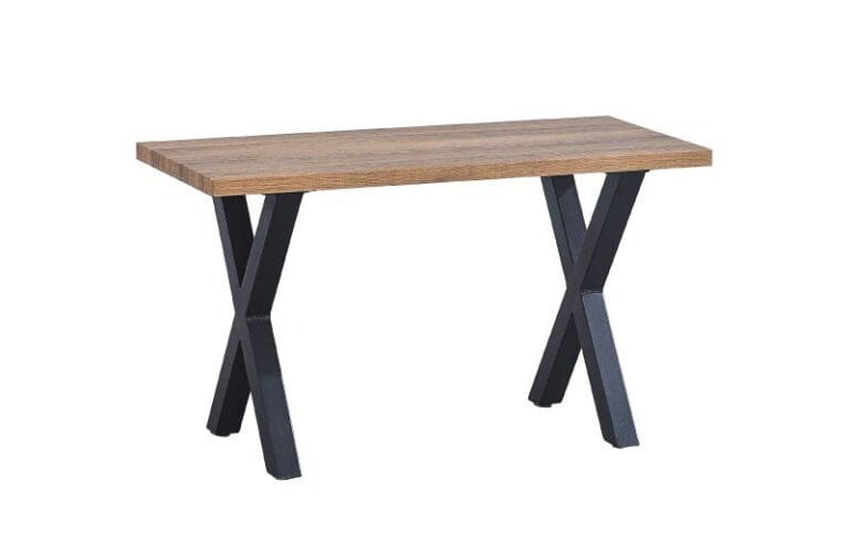 Taburete de cocina moderno ajustable Videl con asiento forrado y patas metálicas negras.