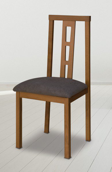 Pack de 2 sillas de comedor modelo K2003 con respaldo y patas de madera en color cerezo, ideales para espacios elegantes y versátiles.