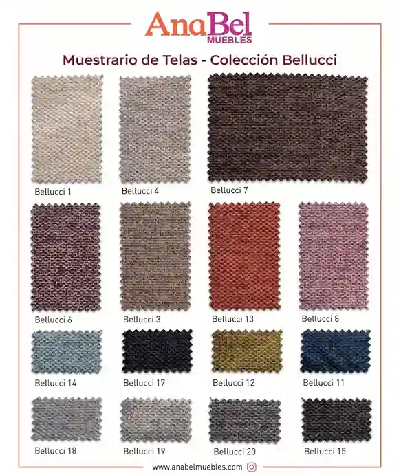 Tapizado colección Bellucci disponibles para el sofá chaise longue Juliette