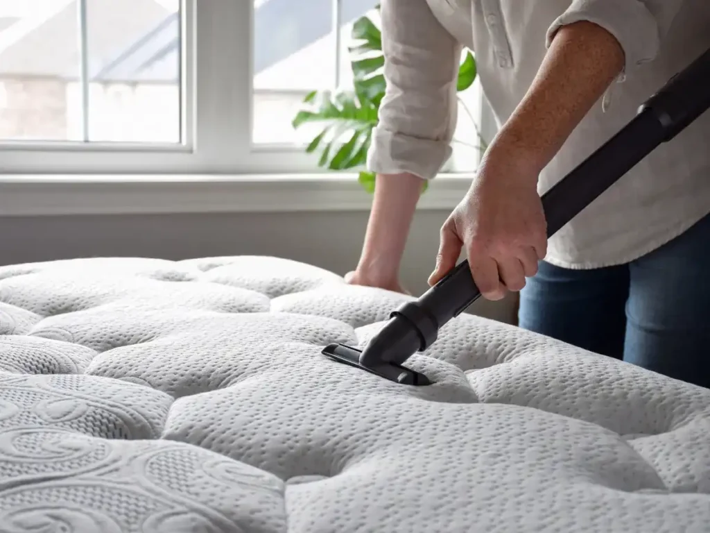 Cómo evitar ácaros en el colchón aspirando la superficie para eliminar polvo y ácaros