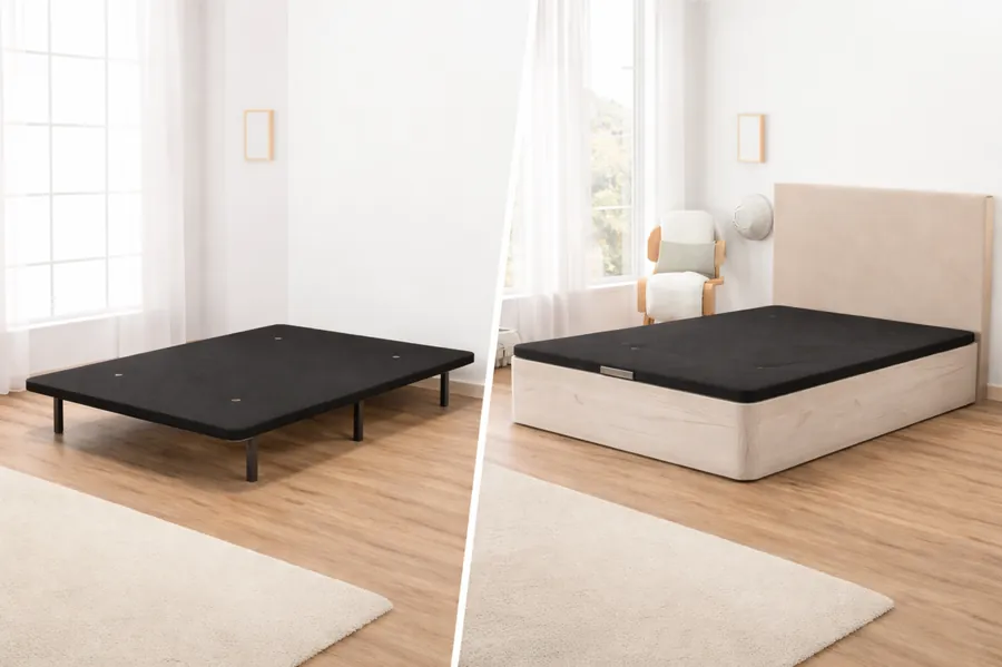 Canapé abatible o base tapizada: cuál es mejor comparando ambas opciones en dormitorio moderno