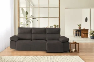 Sofás financiados sin intereses en salón moderno con chaise longue cómodo y diseño elegante