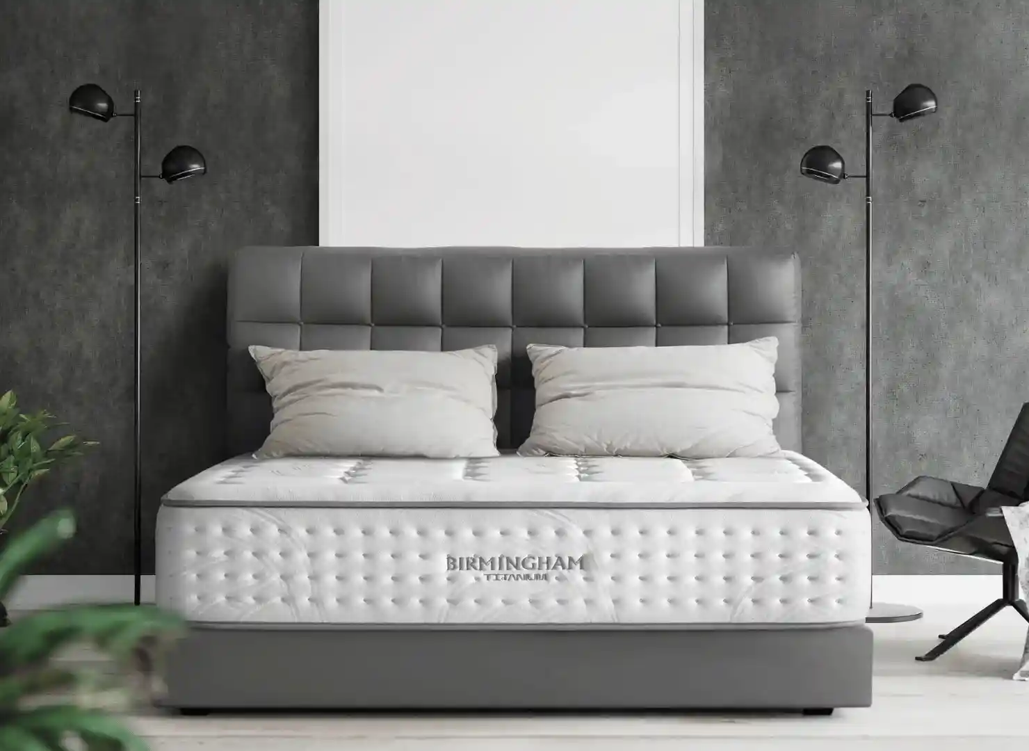 Colchón Premium Birmingham Titan en Ambiente minimalista de habitación de lujo
