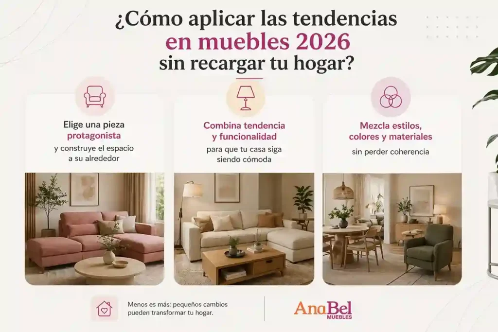Aprende a aplicar las tendencias en muebles 2026 sin recargar tu hogar