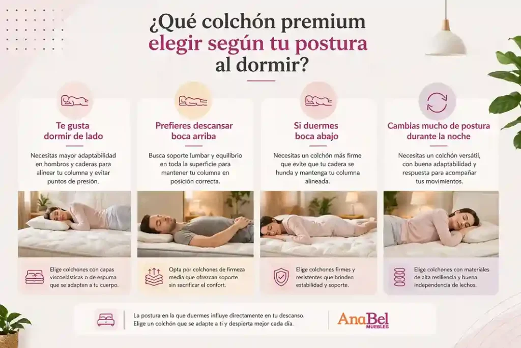 Aprende a elegir un colchón premium teniendo en cuenta tu postura al dormir