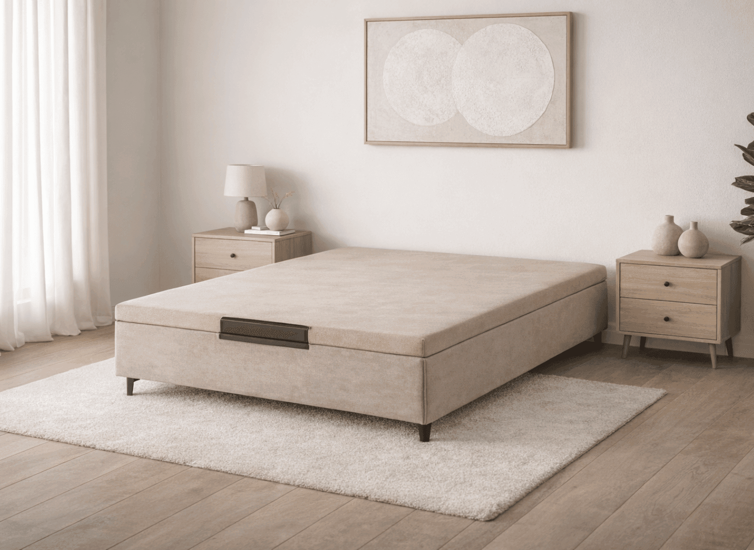 Canapés abatibles en habitación elegante estilo minimalista