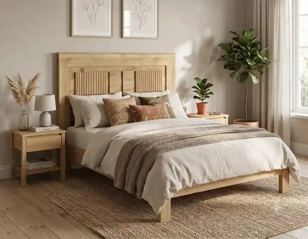 Cabeceros de cama matrimonial de madera con diseño moderno