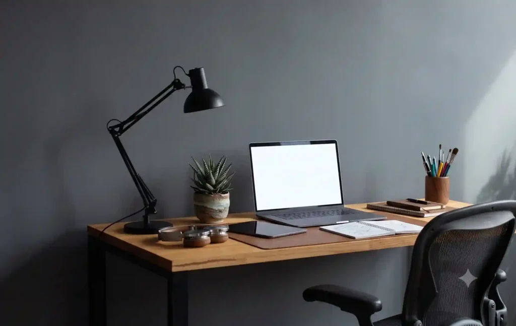 Escritorios para espacios pequeños en madera y tonos oscuros para realzar la elegancia del mobiliario