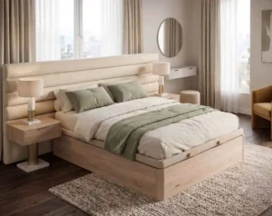 canapés abatibles de gran capacidad en habitación de lujo con espejo y entrada de luz natural
