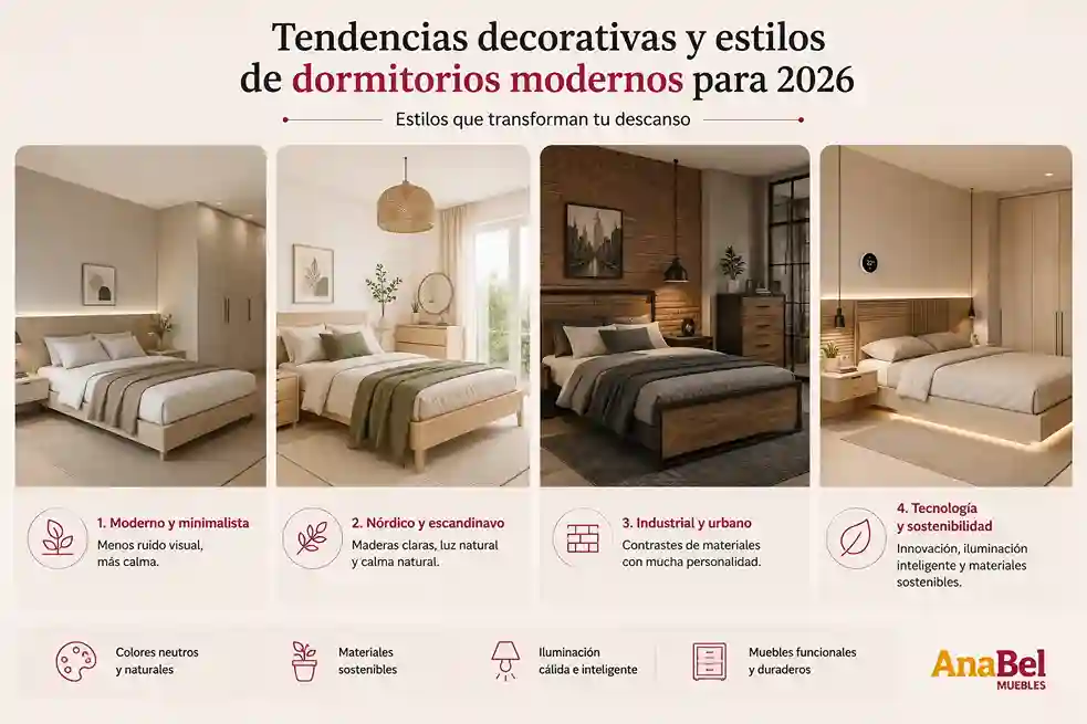 Resumen de las tendencias decorativas en dormitorios modernos para este 2026