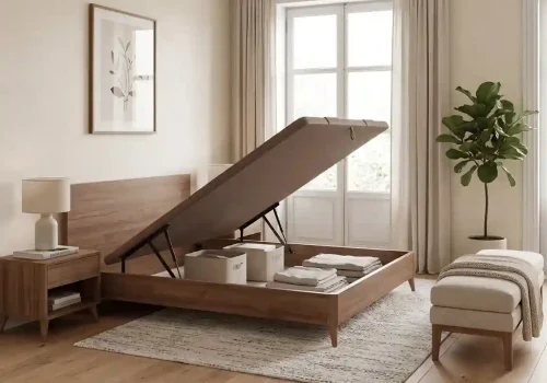 Mejores canapés abatibles modelo con patas Nacional en habitación minimalista con tonos naturales y cuadro decorativo